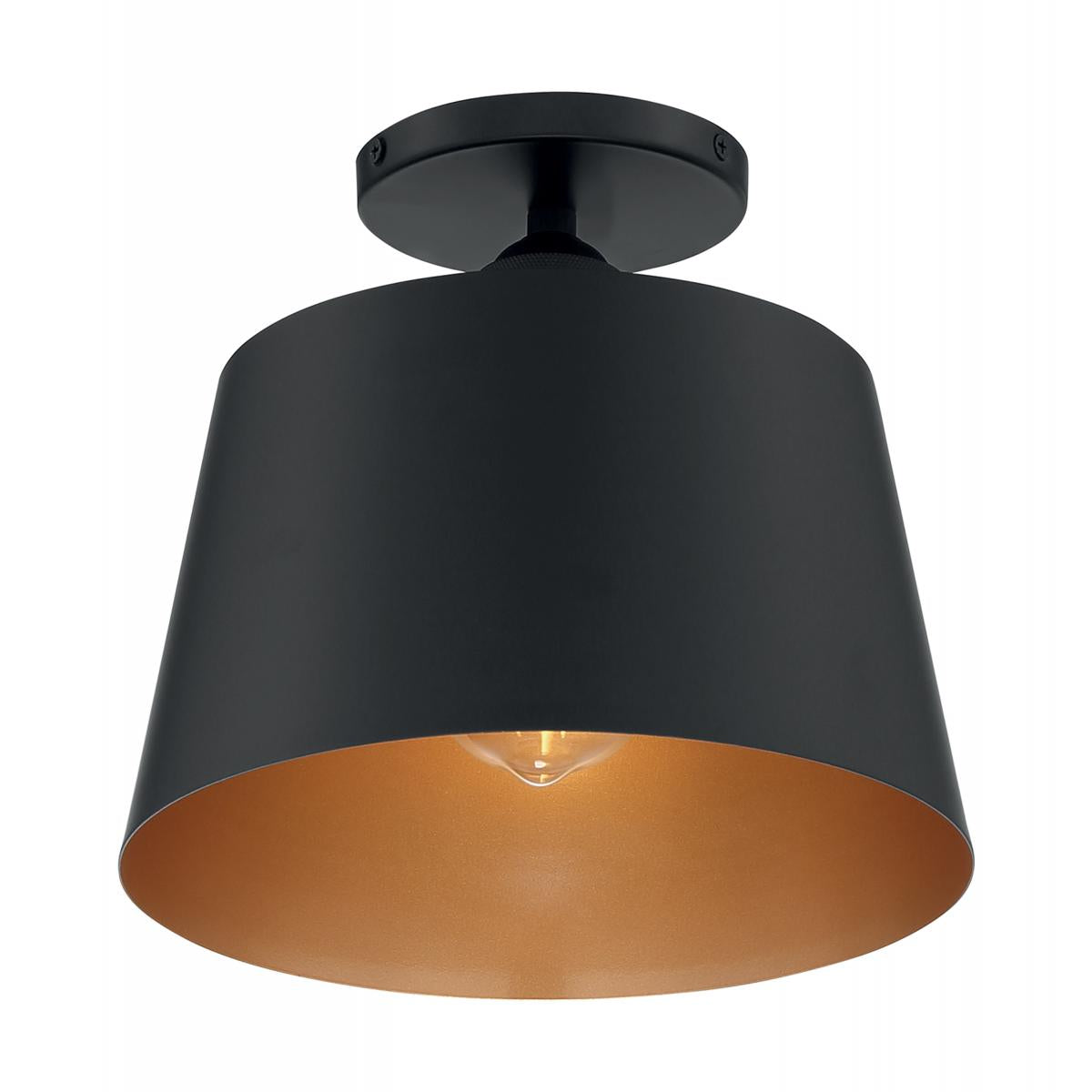 Motif - 1 Light Semi-Flush with- Black and Gold Accents Finish - Satco 60-7332