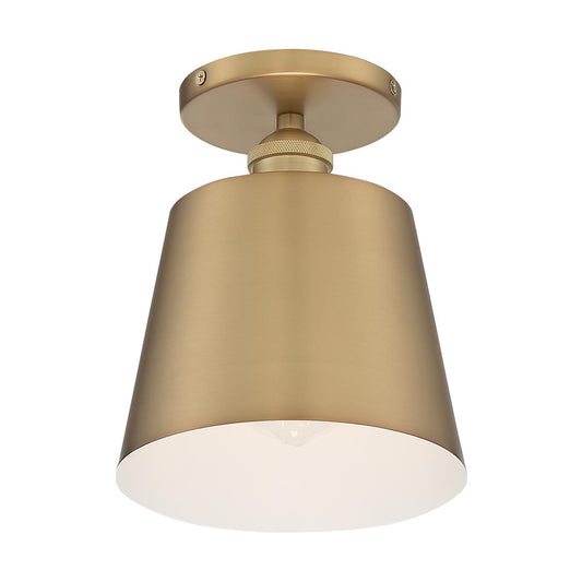 Motif - 1 Light Semi-Flush with- Brushed Brass and White Accents Finish - Satco 60-7321