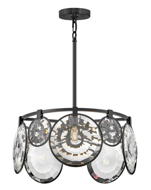 Nala Small Convertible Chandelier - 5-Light - Clear Optic Crystal - Black by Fredrick Ramond