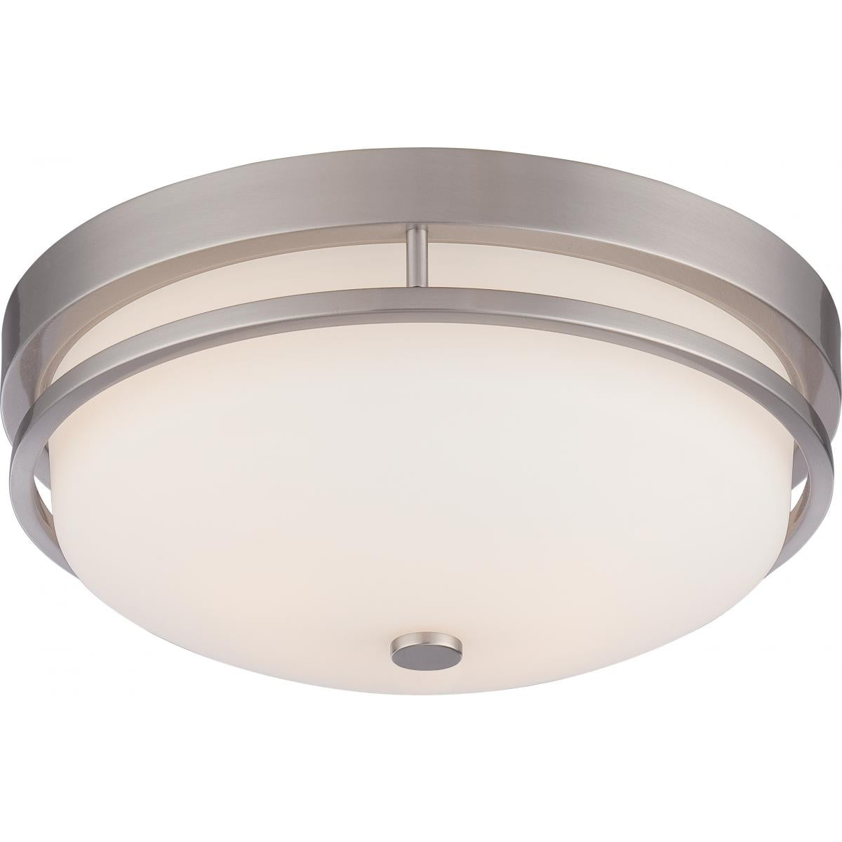 Neval - 2 Light Flush with Satin White Glass - Brushed Nickel Finish - Satco 60-5486