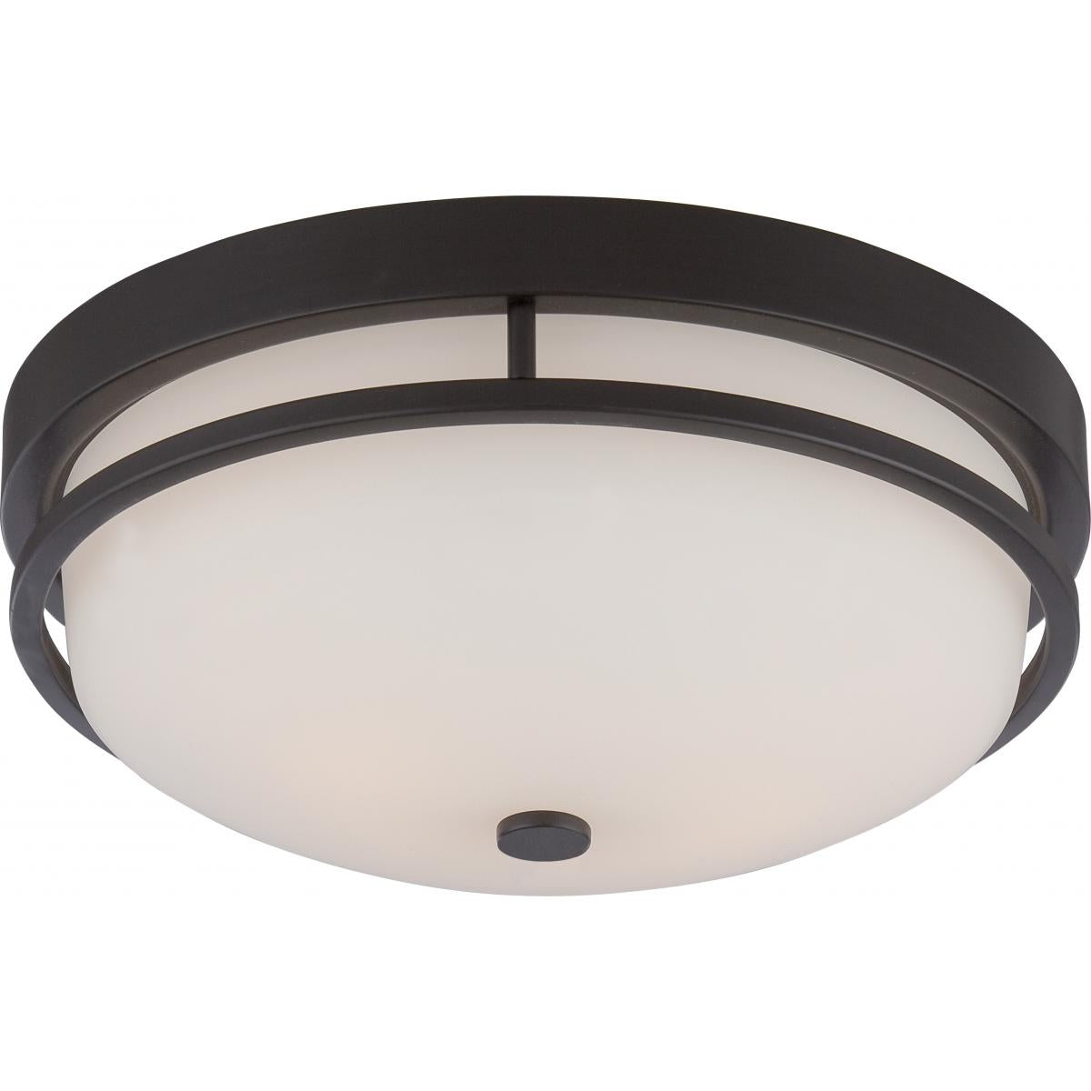 Neval - 2 Light Flush with Satin White Glass - Sudbury Bronze Finish - Satco 60-5586