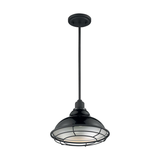 Newbridge - 1 Light Pendant with- Black and Silver & Black Accents Finish - Satco 60-7004