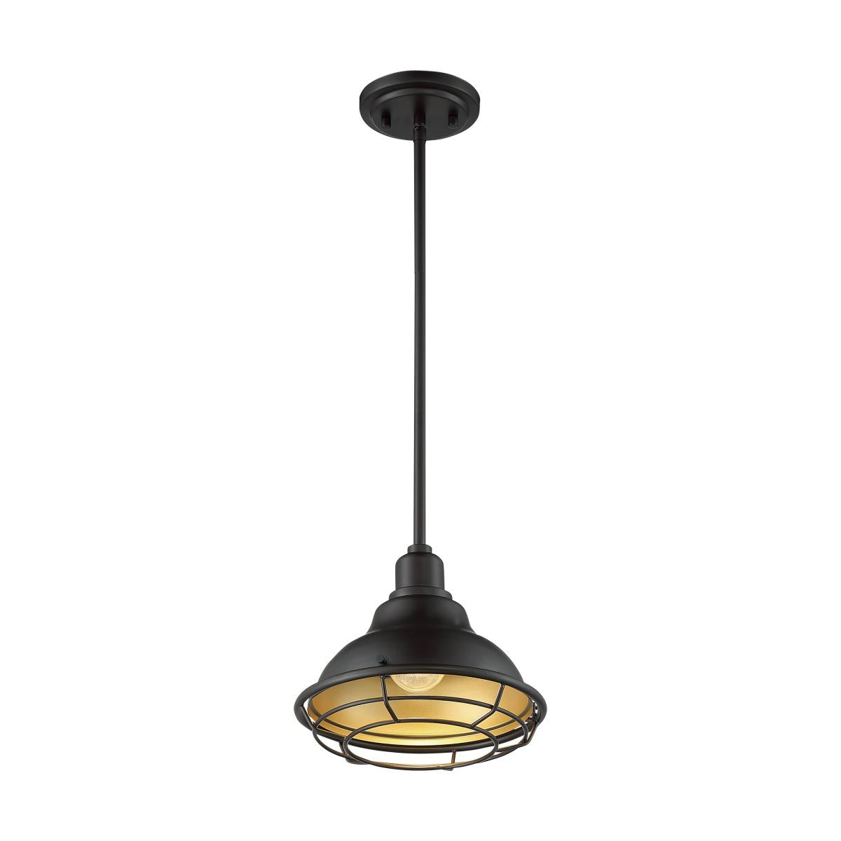 Newbridge - 1 Light Pendant with- Dark Bronze and Gold Finish - Satco 60-7013