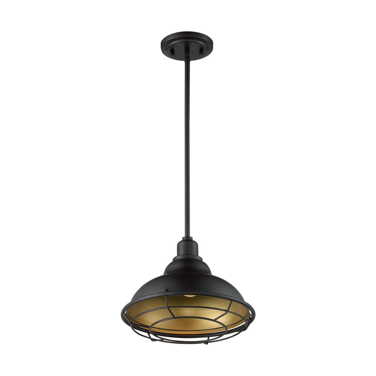 Newbridge - 1 Light Pendant with- Dark Bronze and Gold Finish - Satco 60-7014