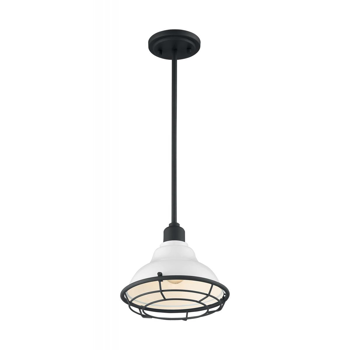 Newbridge - 1 Light Pendant with- Gloss White and Black Accents Finish - Satco 60-7023