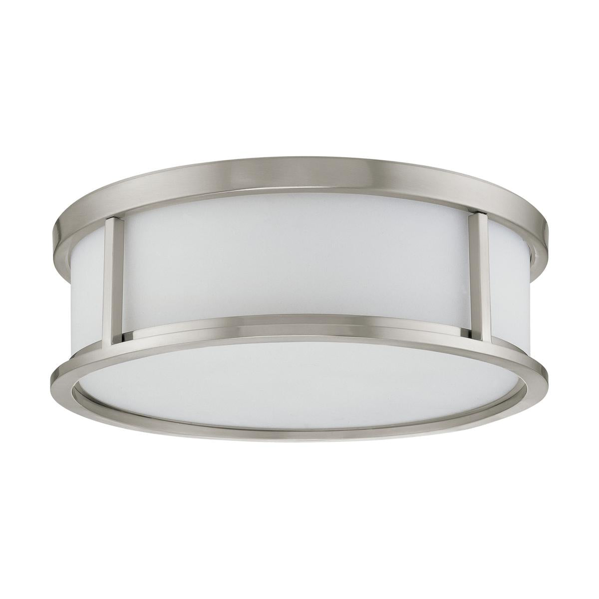 Odeon - 3 Light 17" Flush Dome withSatin White Glass - Brushed Nickel Finish - Satco 60-2864