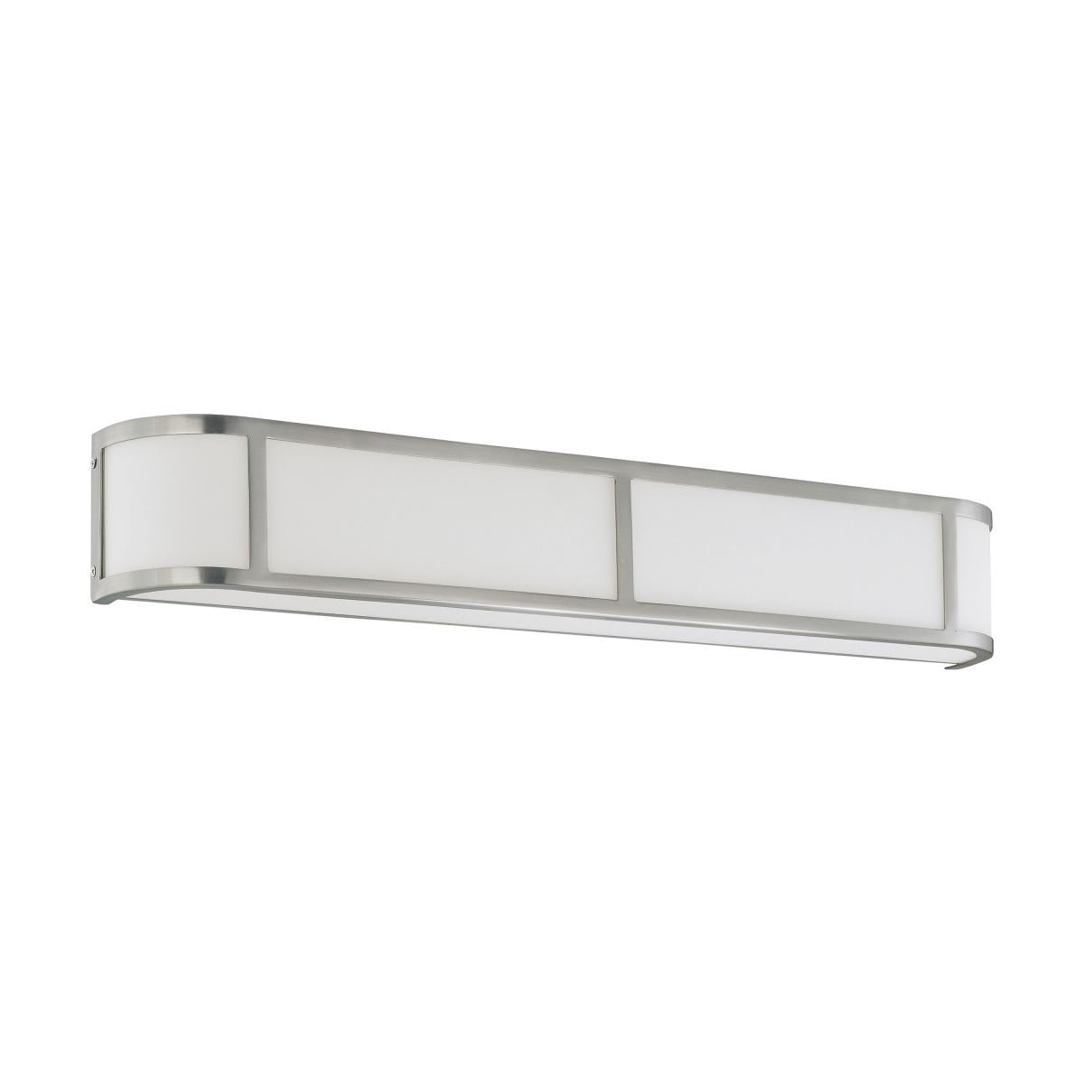 Odeon - 4 Light Vanity with Satin White Glass - Brushed Nickel Finish - Satco 60-2875