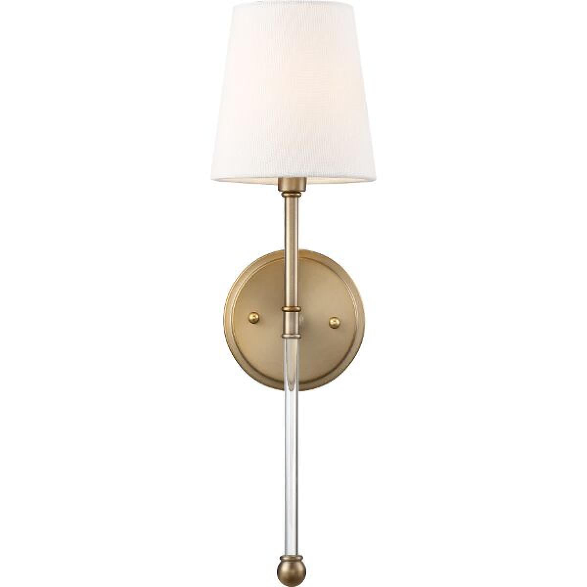 Olmstead- 1 Light Wall Sconce - with White Linen Shade - Burnished Brass Finish - Satco 60-6687