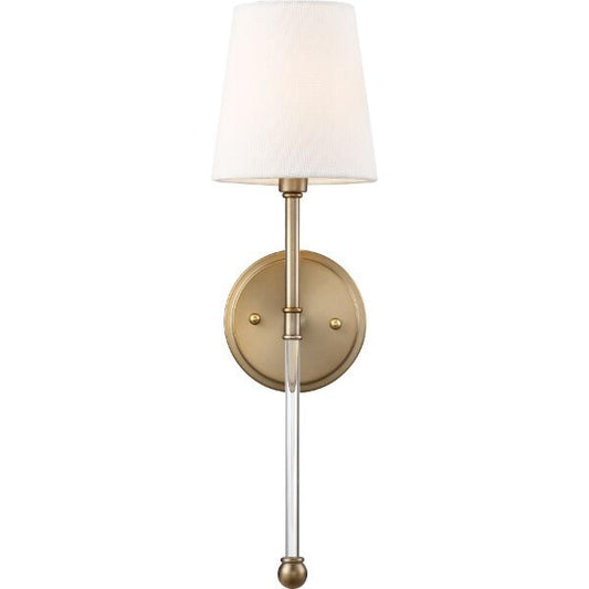 Olmstead- 1 Light Wall Sconce - with White Linen Shade - Burnished Brass Finish - Satco 60-6687