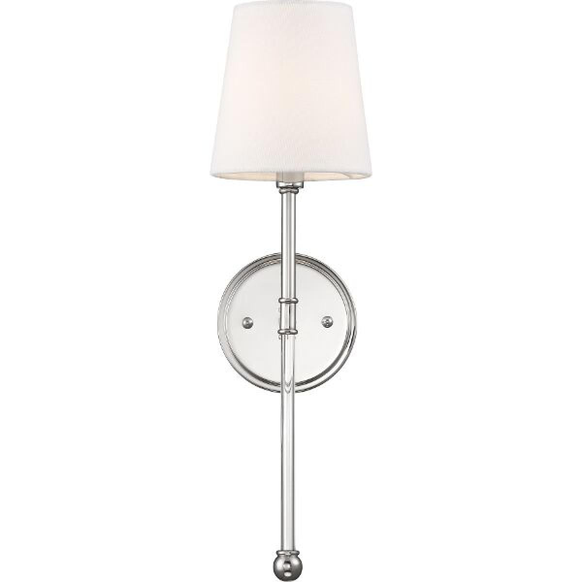 Olmstead - 1 Light Wall Sconce - with White Linen Shade - Polished Nickel Finish - Satco 60-6688