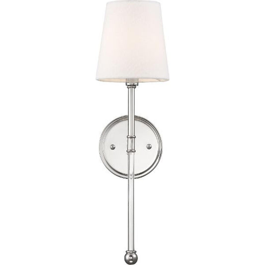 Olmstead - 1 Light Wall Sconce - with White Linen Shade - Polished Nickel Finish - Satco 60-6688