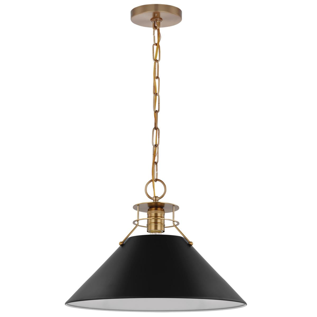 Outpost - 1 Light - Large Pendant - Matte Black with Burnished Brass - Satco 60-7525