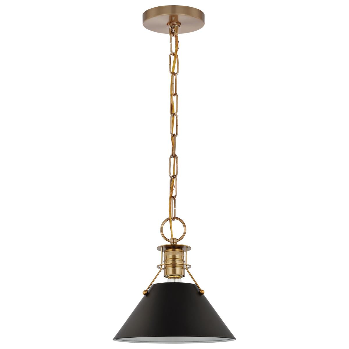 Outpost - 1 Light - Small Pendant - Matte Black with Burnished Brass - Satco 60-7521