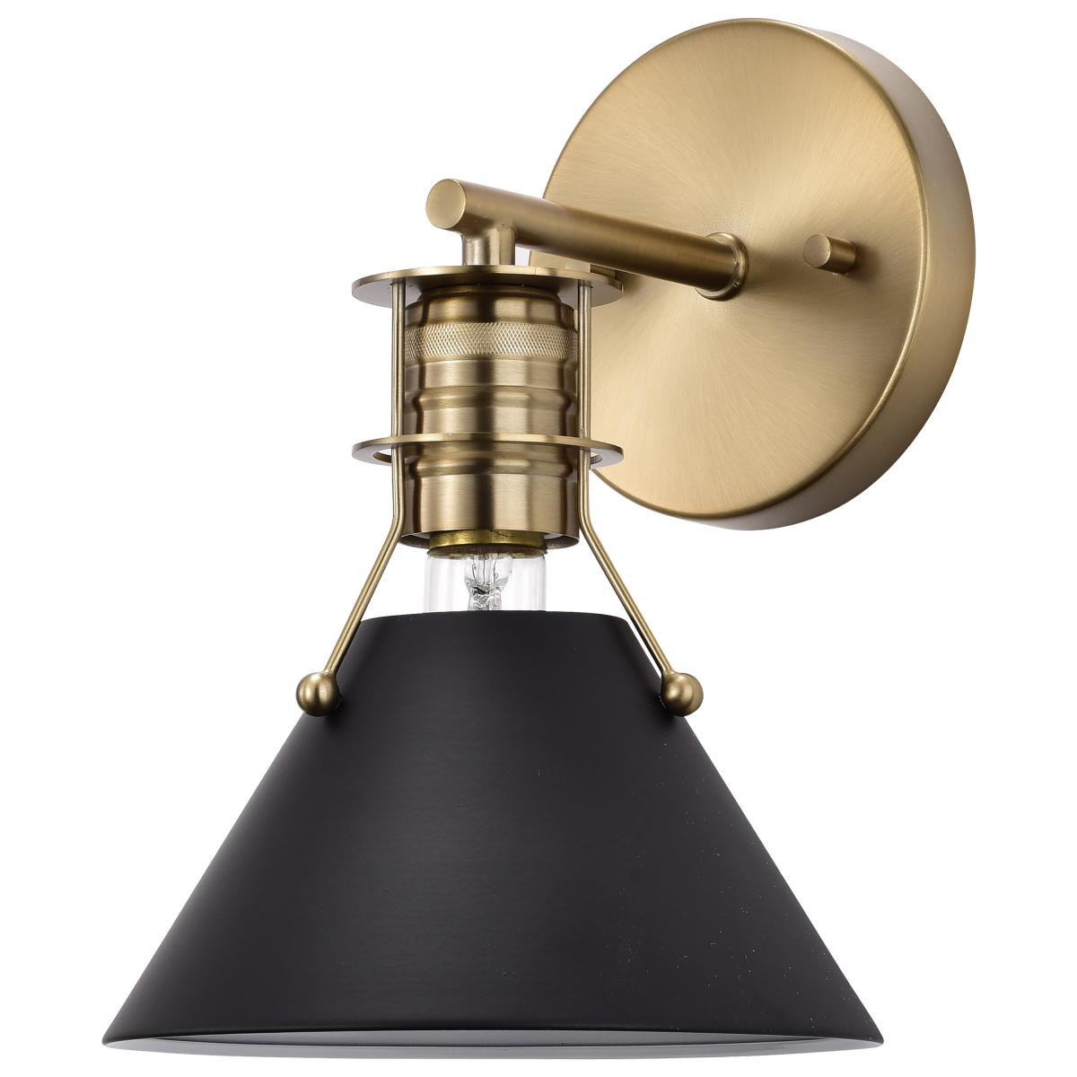 Outpost - 1 Light - Wall Sconce - Matte Black with Burnished Brass - Satco 60-7519