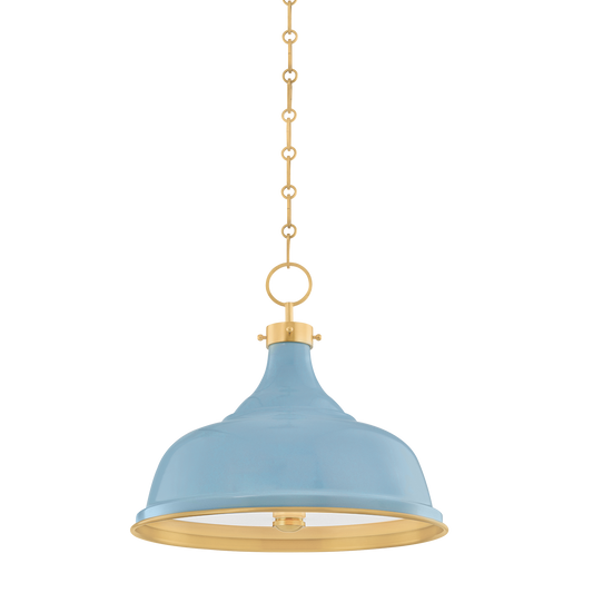 Painted No.1 Pendant - Aged Brass/Blue Bird by Hudson Valley Lighting