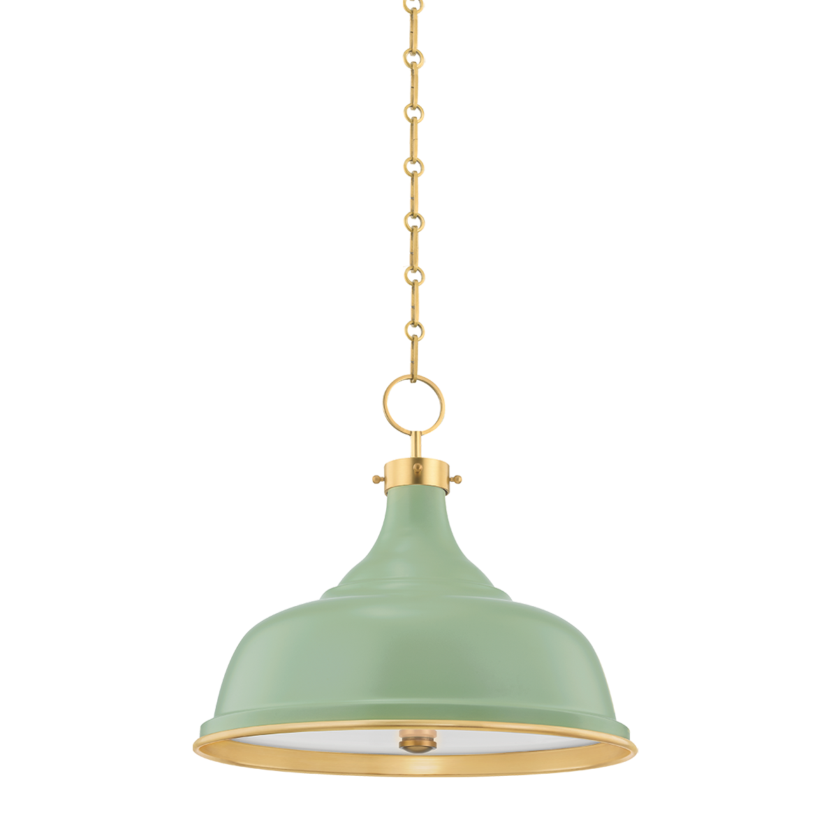Painted No.1 Pendant - Aged Brass/Leaf Green Combo by Hudson Valley Lighting