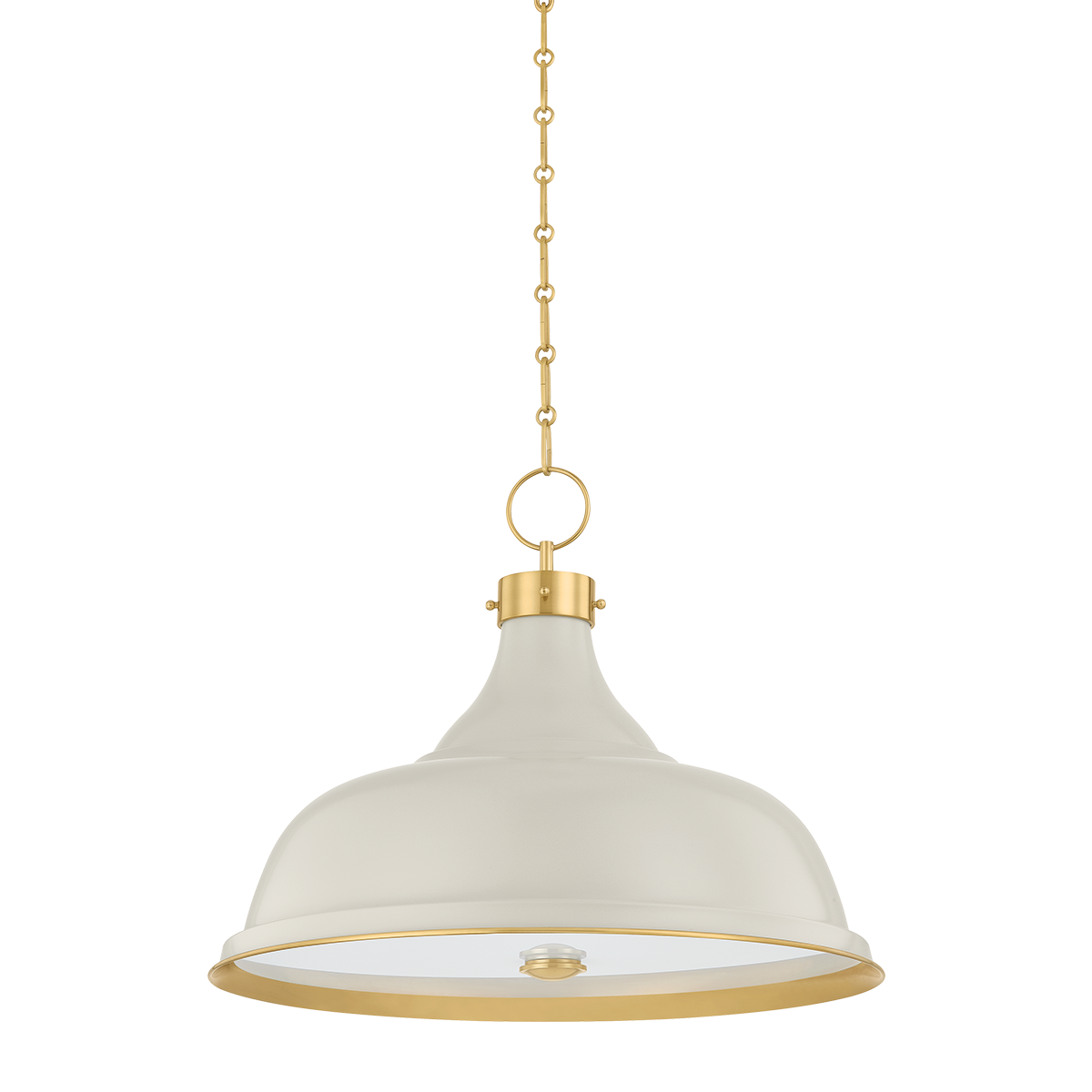 Painted No.1 Pendant - Aged Brass/Off-White by Hudson Valley Lighting
