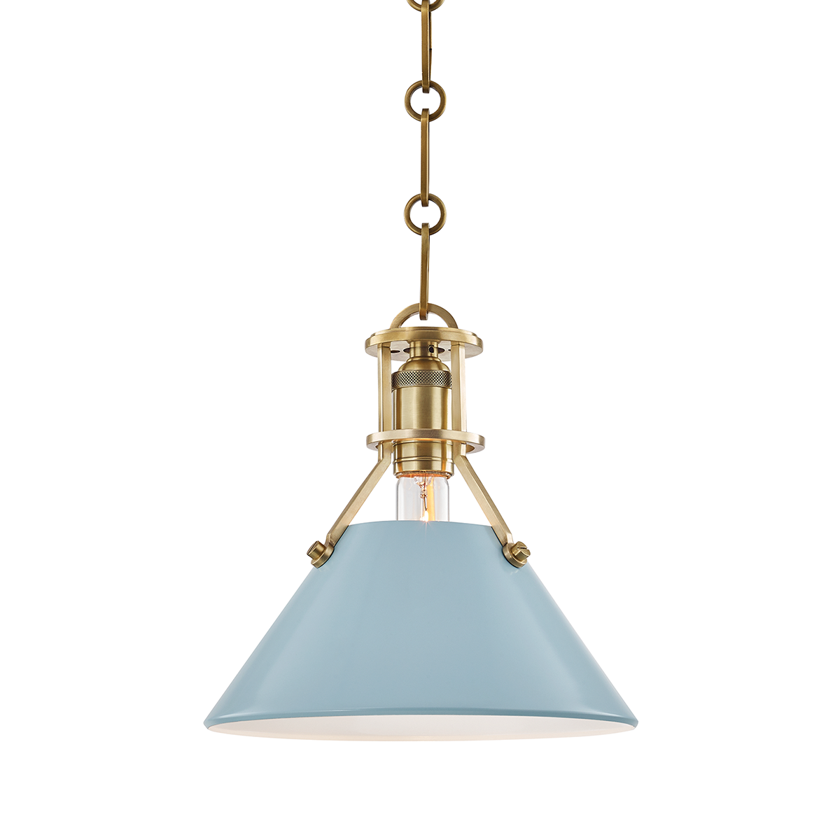 Painted No.2 Medium Pendant - Aged Brass/Blue Bird by Hudson Valley Lighting