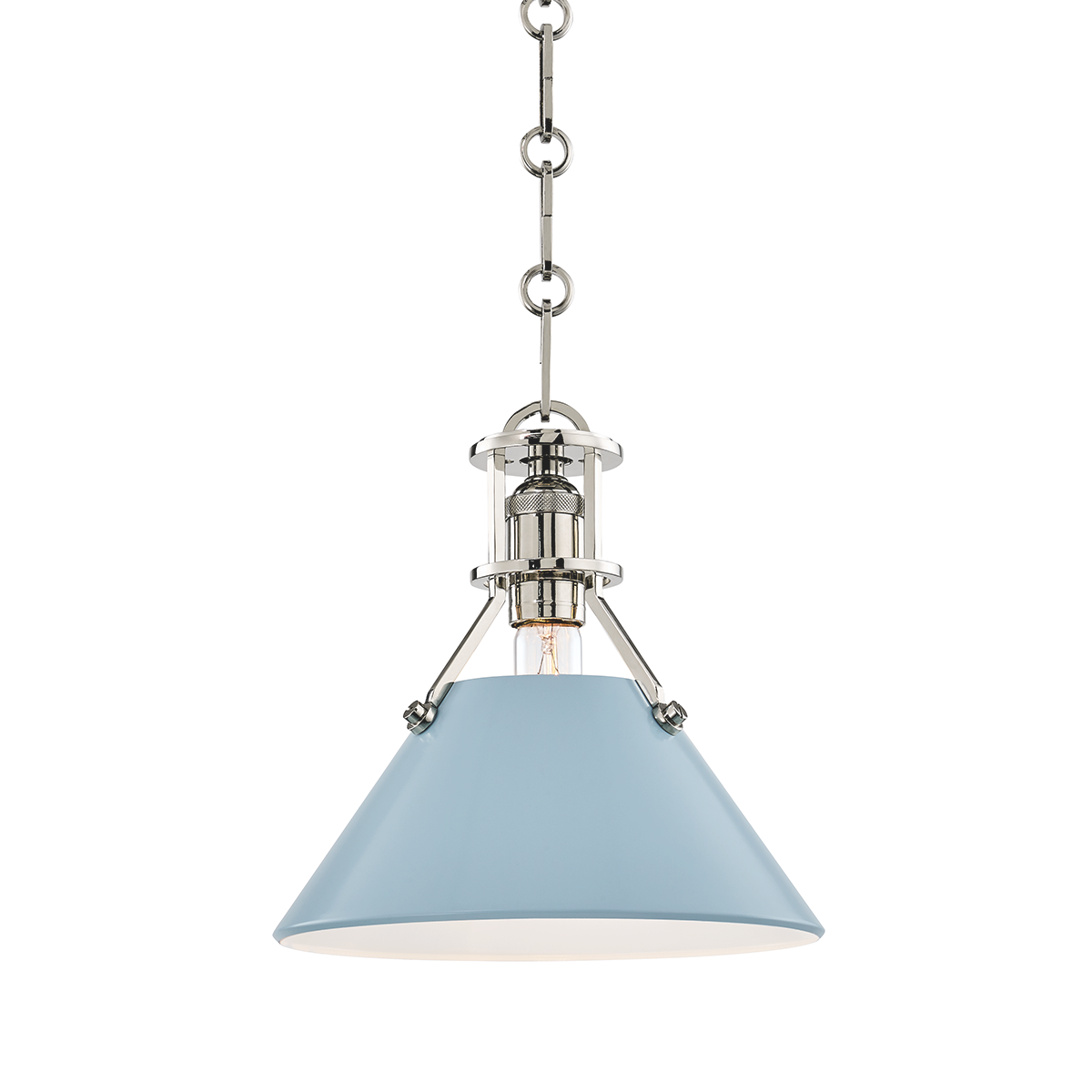 Painted No.2 Medium Pendant - Polished Nickel/Blue Bird by Hudson Valley Lighting