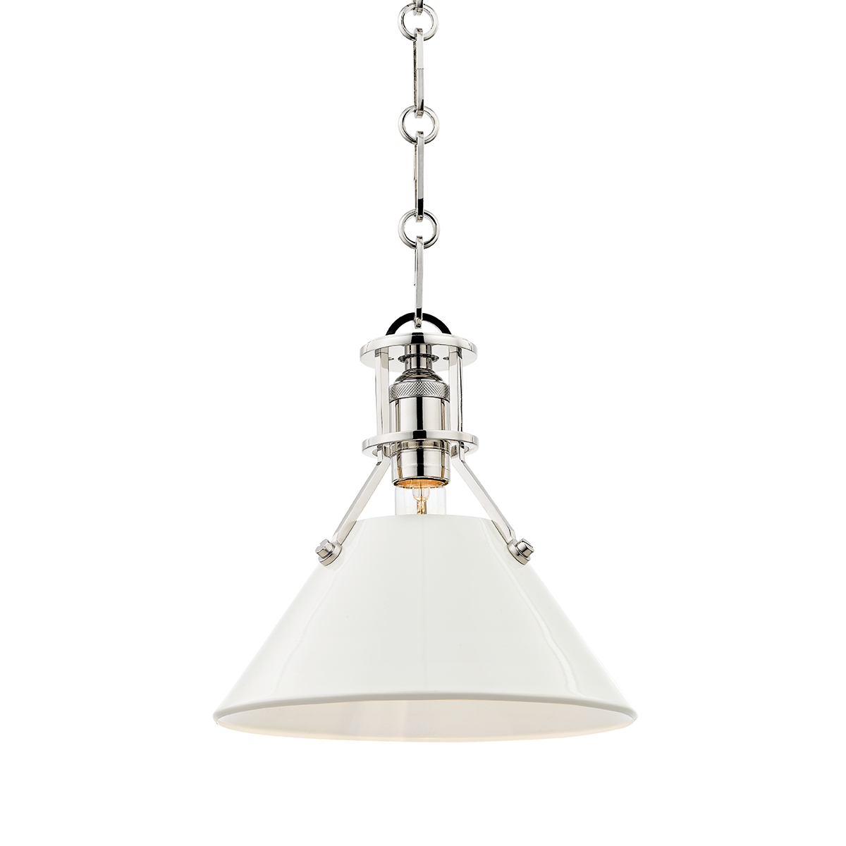 Painted No.2 Medium Pendant - Polished Nickel/Off White by Hudson Valley Lighting