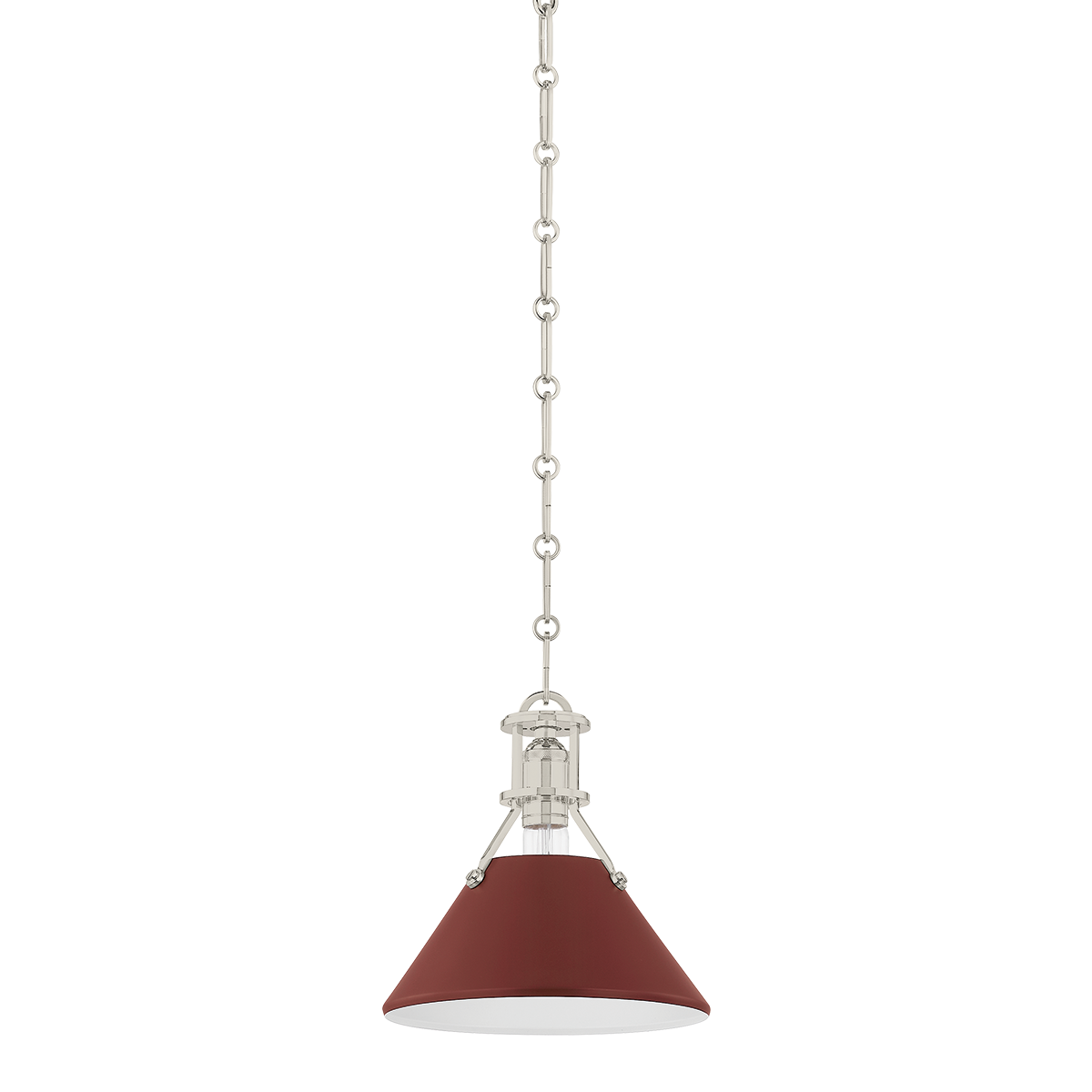 Painted No.2 Medium Pendant - Polished Nickel/Soft Crimson by Hudson Valley Lighting