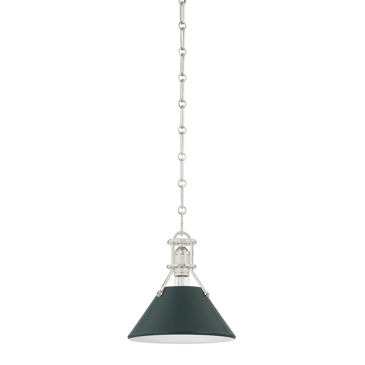 Painted No.2 Medium Pendant - Polished Nickel/Soft Studio Green by Hudson Valley Lighting