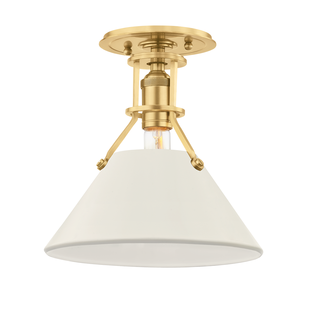 Painted No.2 Semi Flush - Aged Brass/Off White by Hudson Valley Lighting