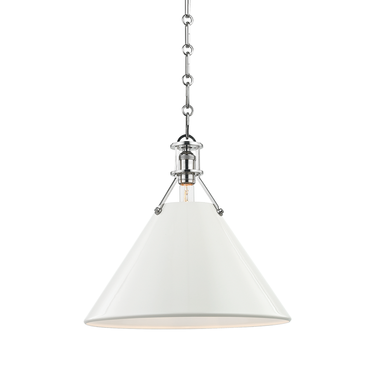 Painted No.2 Small Pendant - Polished Nickel/Off White by Hudson Valley Lighting