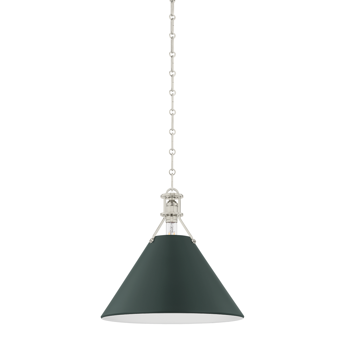 Painted No.2 Small Pendant - Polished Nickel/Soft Studio Green by Hudson Valley Lighting