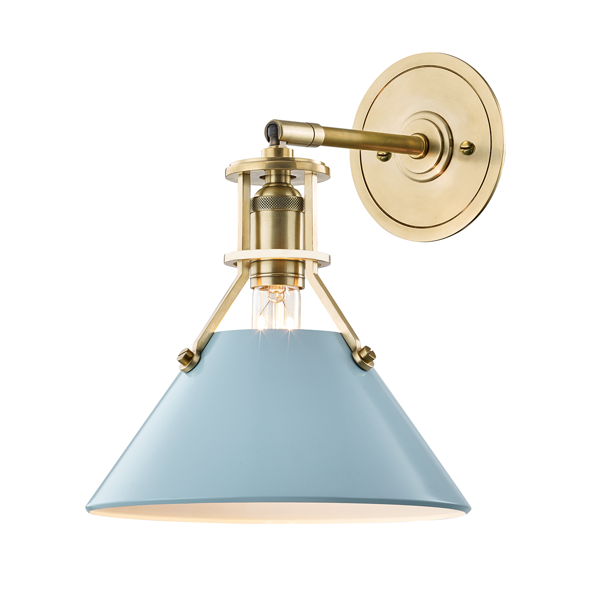 Painted No.2 Wall Sconce - Aged Brass/Blue Bird by Hudson Valley Lighting