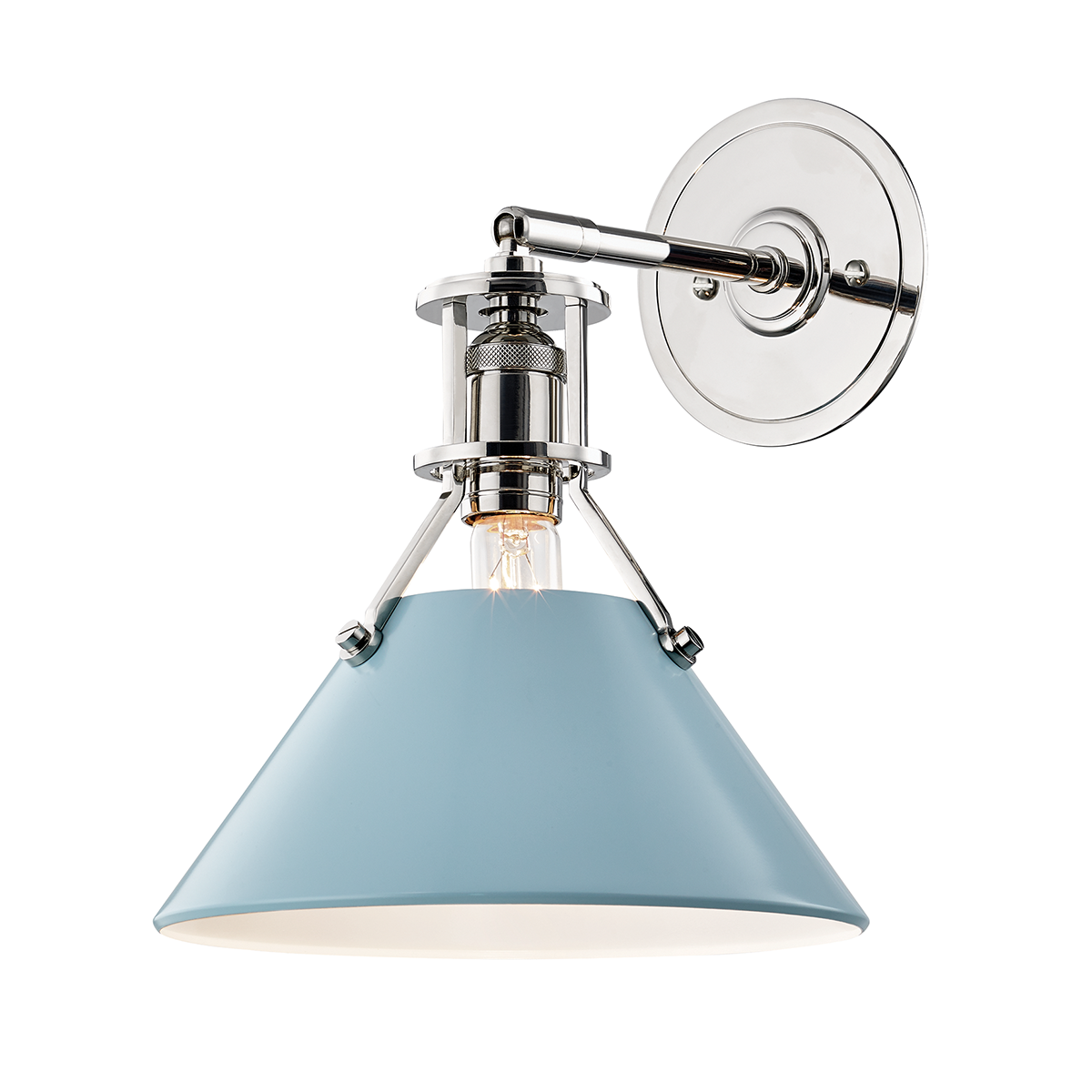 Painted No.2 Wall Sconce - Polished Nickel/Blue Bird by Hudson Valley Lighting