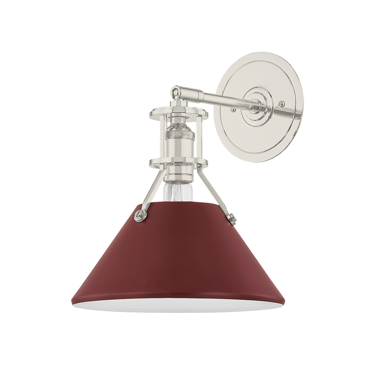 Painted No.2 Wall Sconce - Polished Nickel/Soft Crimson by Hudson Valley Lighting