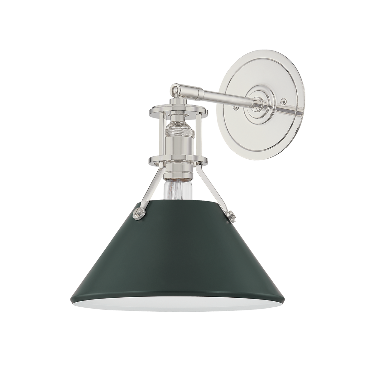 Painted No.2 Wall Sconce - Polished Nickel/Soft Studio Green by Hudson Valley Lighting