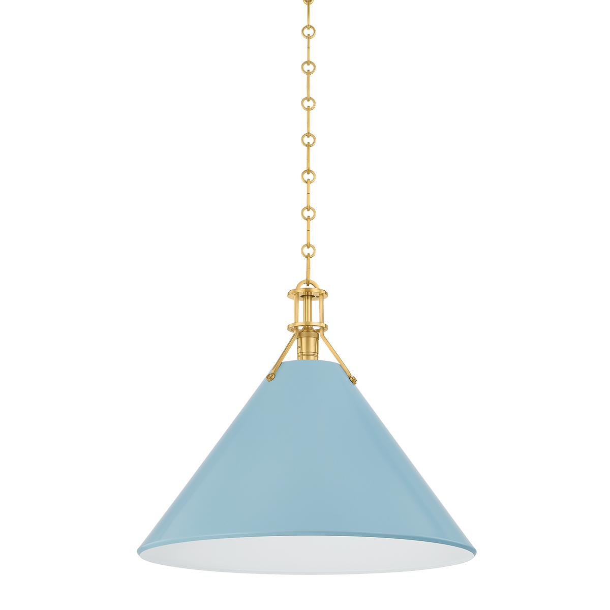 Painted No.2 X-Large Pendant - Aged Brass/Blue Bird by Hudson Valley Lighting