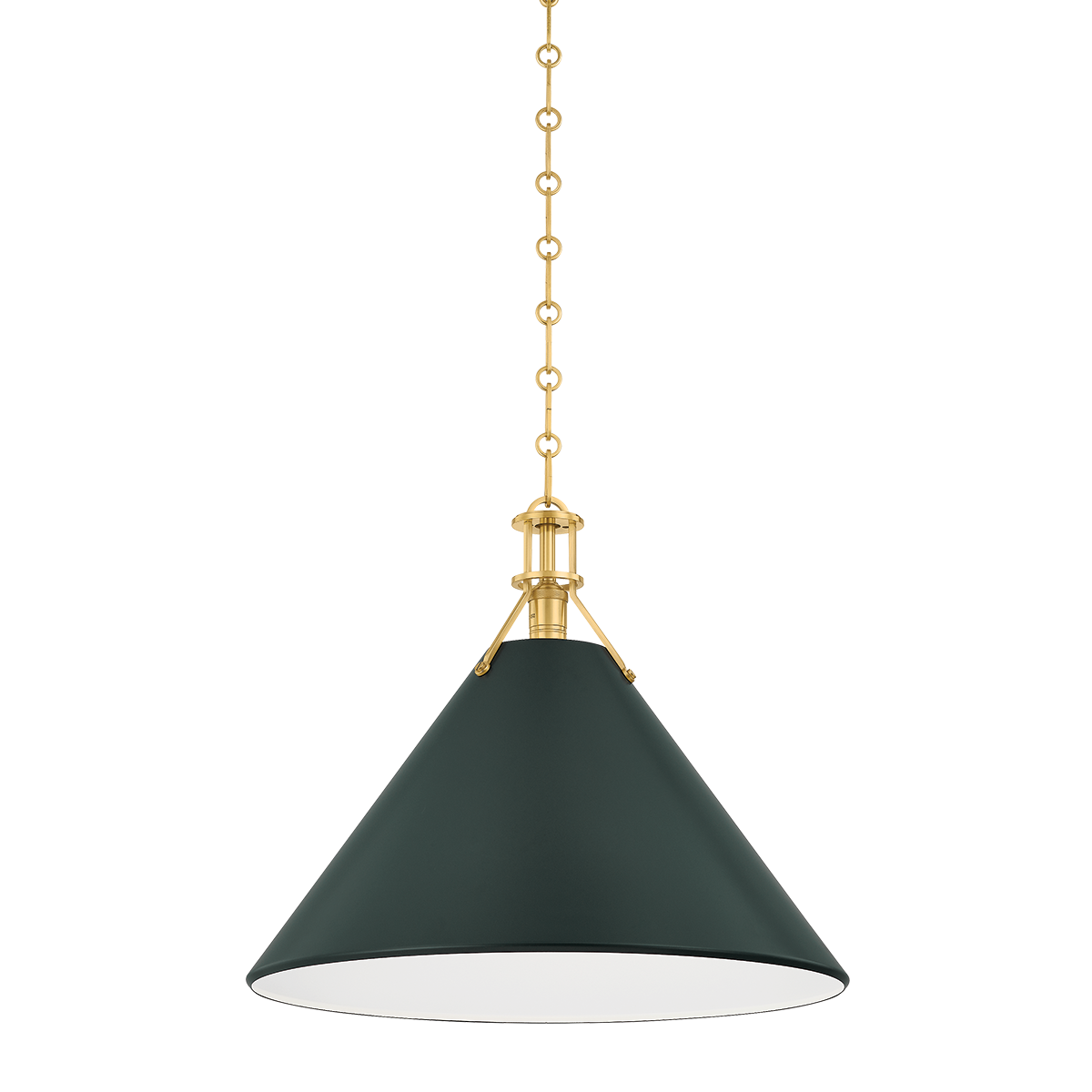 Painted No.2 X-Large Pendant - Aged Brass/Soft Studio Green by Hudson Valley Lighting