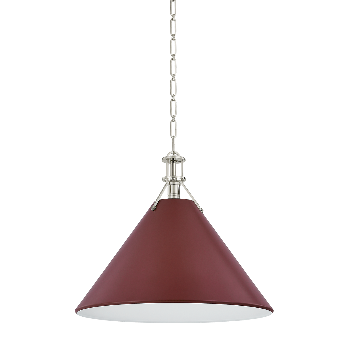 Painted No.2 X-Large Pendant - Polished Nickel/Soft Crimson by Hudson Valley Lighting