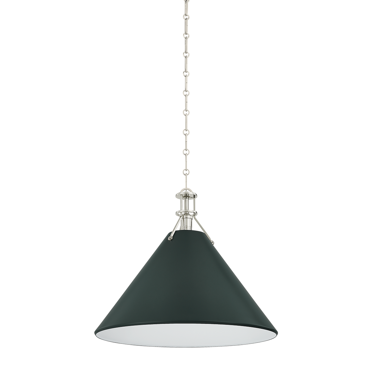 Painted No.2 X-Large Pendant - Polished Nickel/Soft Studio Green by Hudson Valley Lighting