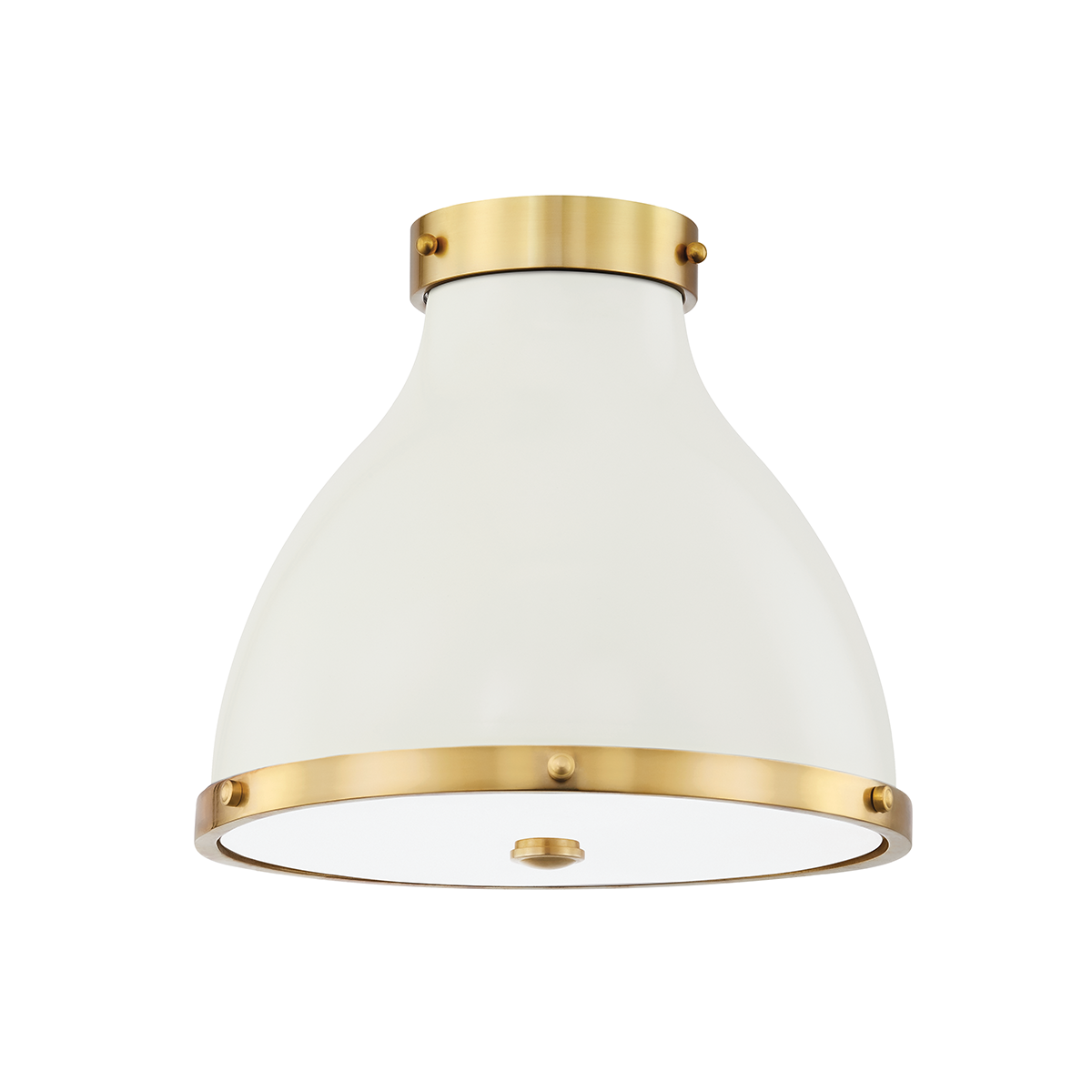 Painted No.3 Flush Mount - Aged Brass/Off White by Hudson Valley Lighting