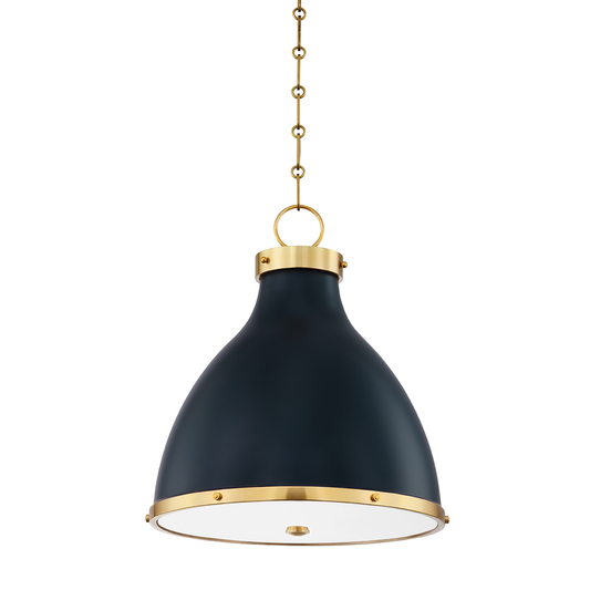 Painted No.3 Pendant - 2-Light - Aged Brass/Darkest Blue by Hudson Valley Lighting