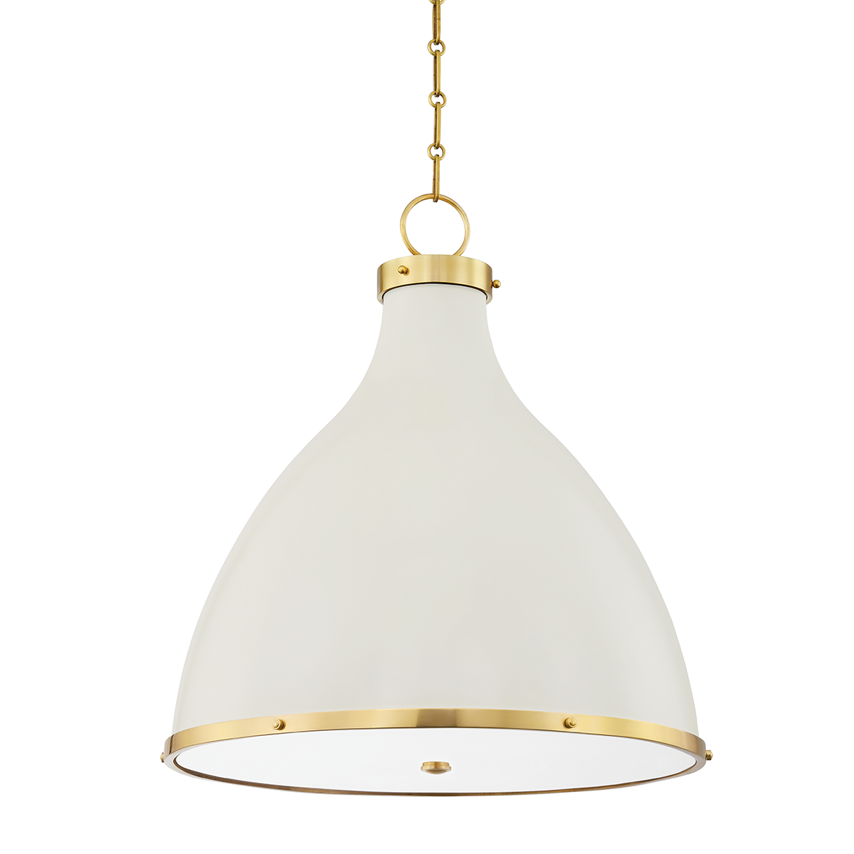 Painted No.3 Pendant - 3-Light - Aged Brass/Off White by Hudson Valley Lighting
