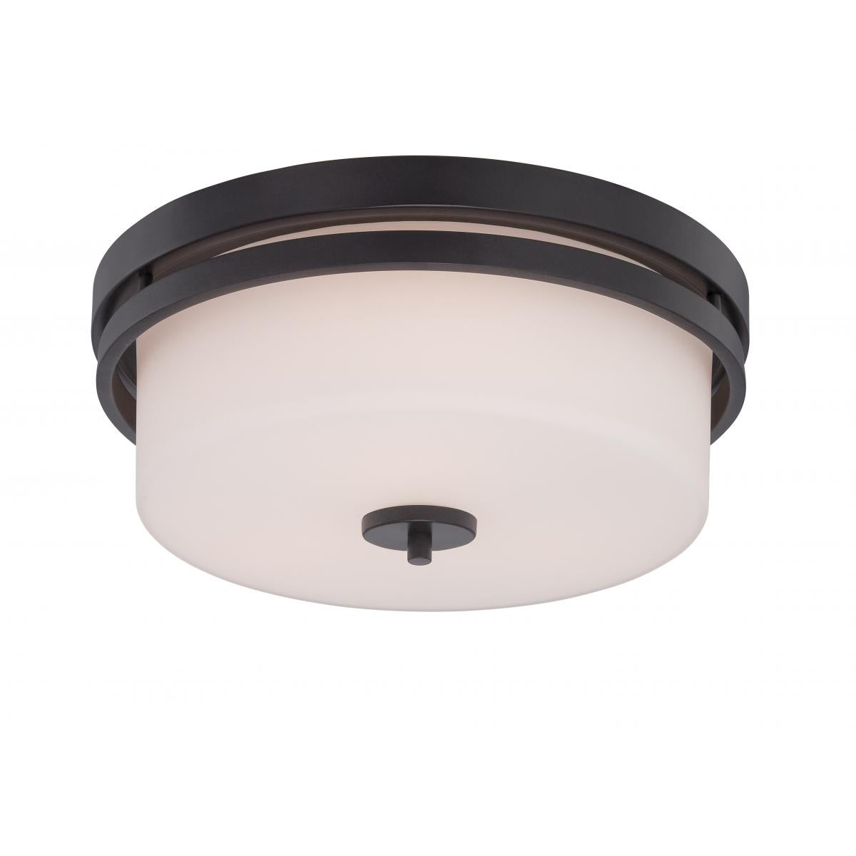 Parallel - 3 Light Flush with Etched Opal Glass - Aged Bronze Finish - Satco 60-5307