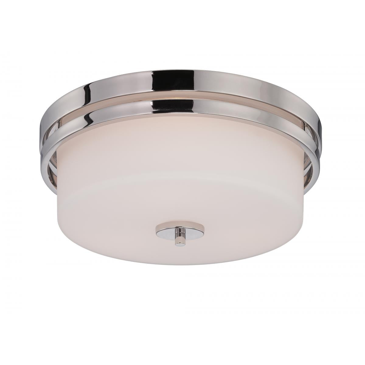 Parallel - 3 Light Flush with Etched Opal Glass - Polished Nickel Finish - Satco 60-5207
