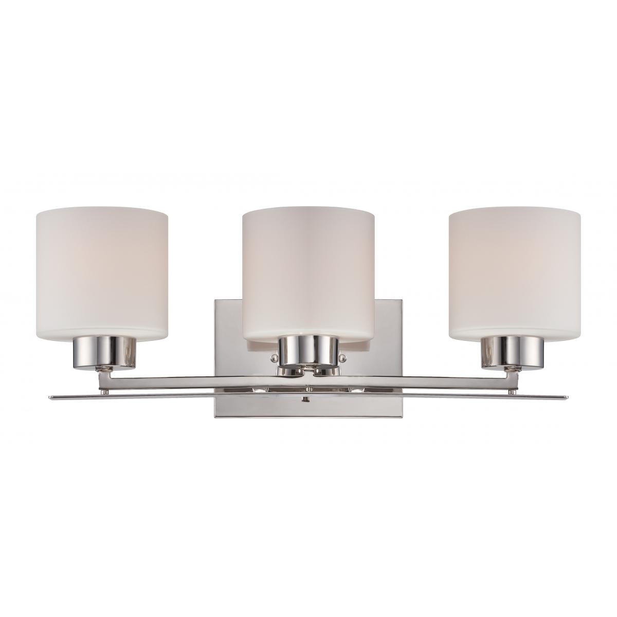 Parallel - 3 Light Vanity with Etched Opal Glass - Polished Nickel Finish - Satco 60-5203