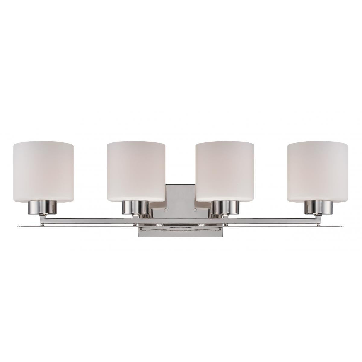 Parallel - 4 Light Vanity with Etched Opal Glass - Polished Nickel Finish - Satco 60-5204