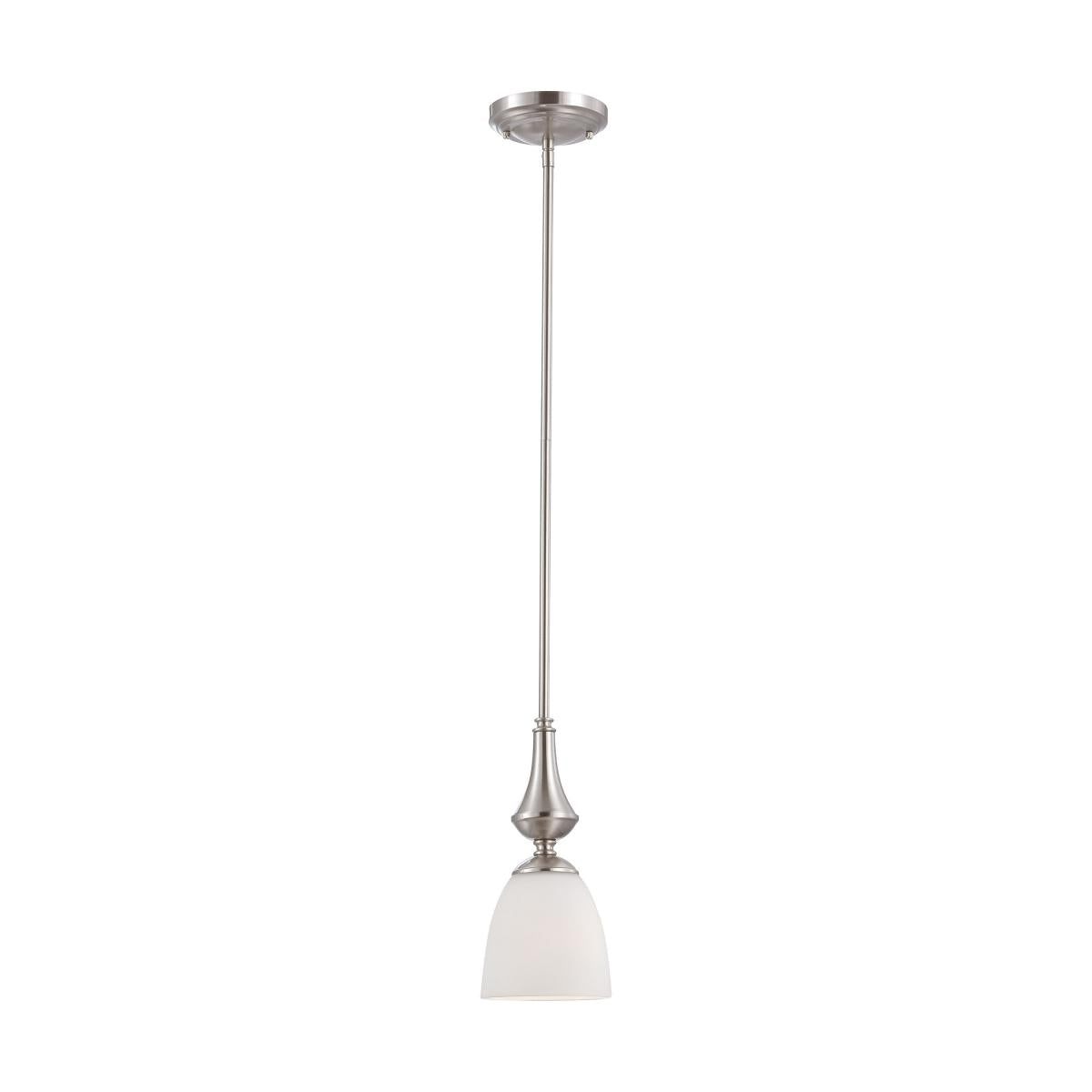 Patton - 1 Light Mini Pendant with Frosted Glass - Brushed Nickel Finish - Satco 60-5037