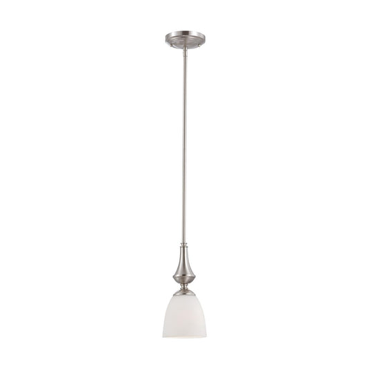 Patton - 1 Light Mini Pendant with Frosted Glass - Brushed Nickel Finish - Satco 60-5037