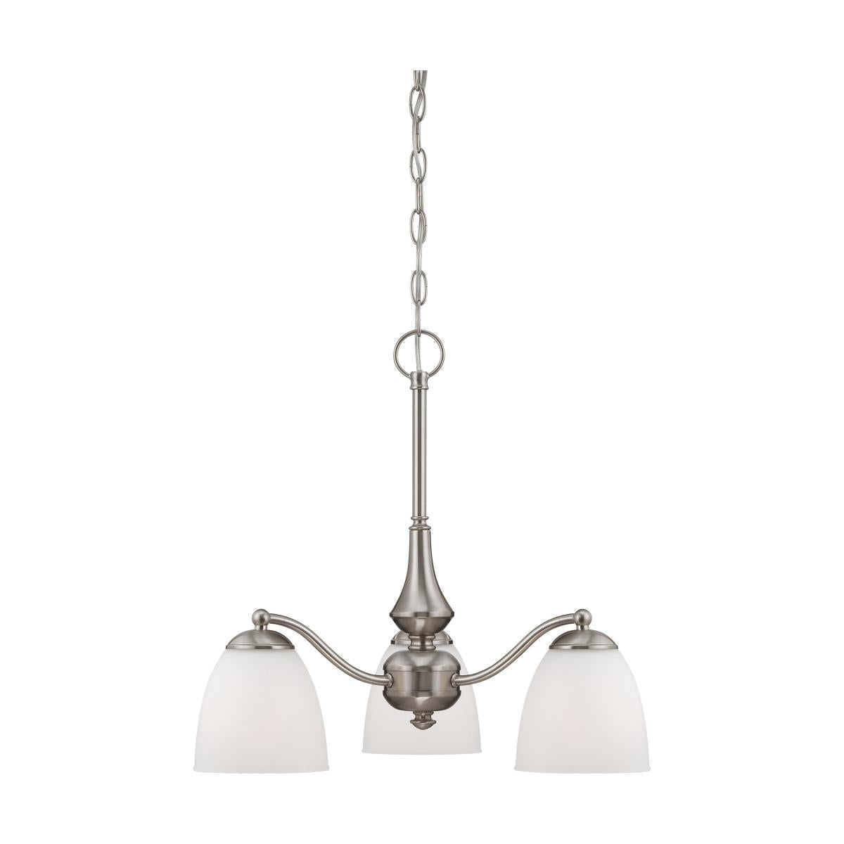 Patton - 3 Light Chandelier (Arms Down) with Frosted Glass - Brushed Nickel Finish - Satco 60-5042