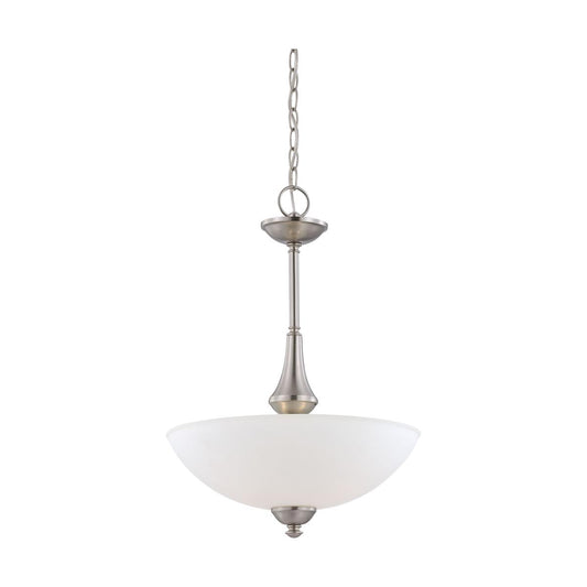 Patton - 3 Light Pendant with Frosted Glass - Brushed Nickel Finish - Satco 60-5038