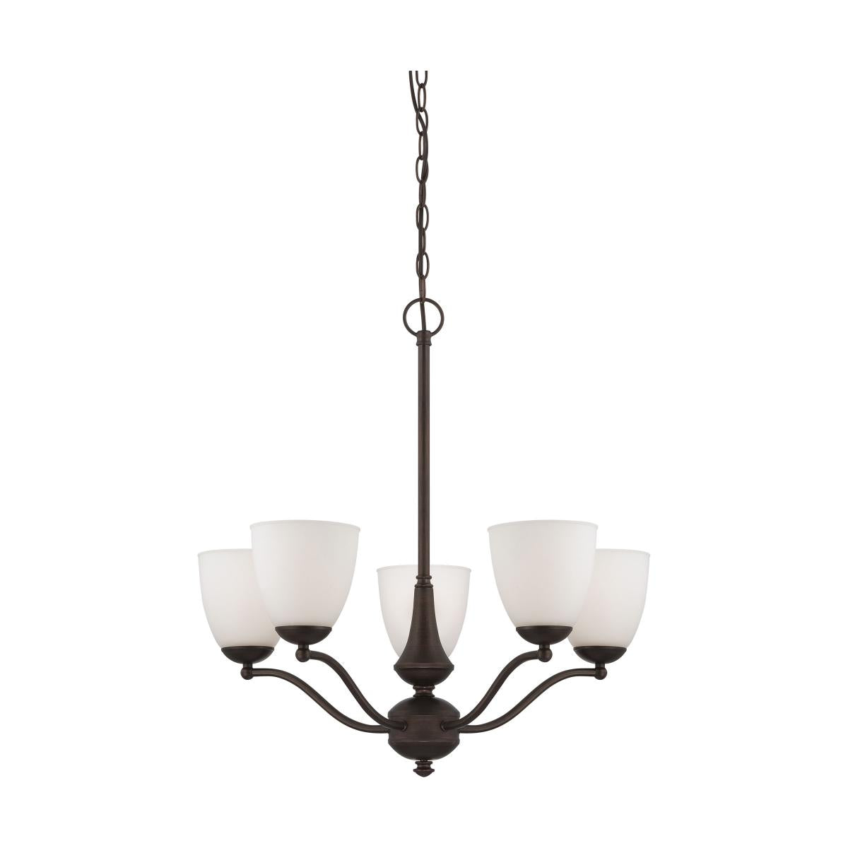 Patton - 5 Light Chandelier (Arms Up) with Frosted Glass - Prairie Bronze Finish - Satco 60-5135