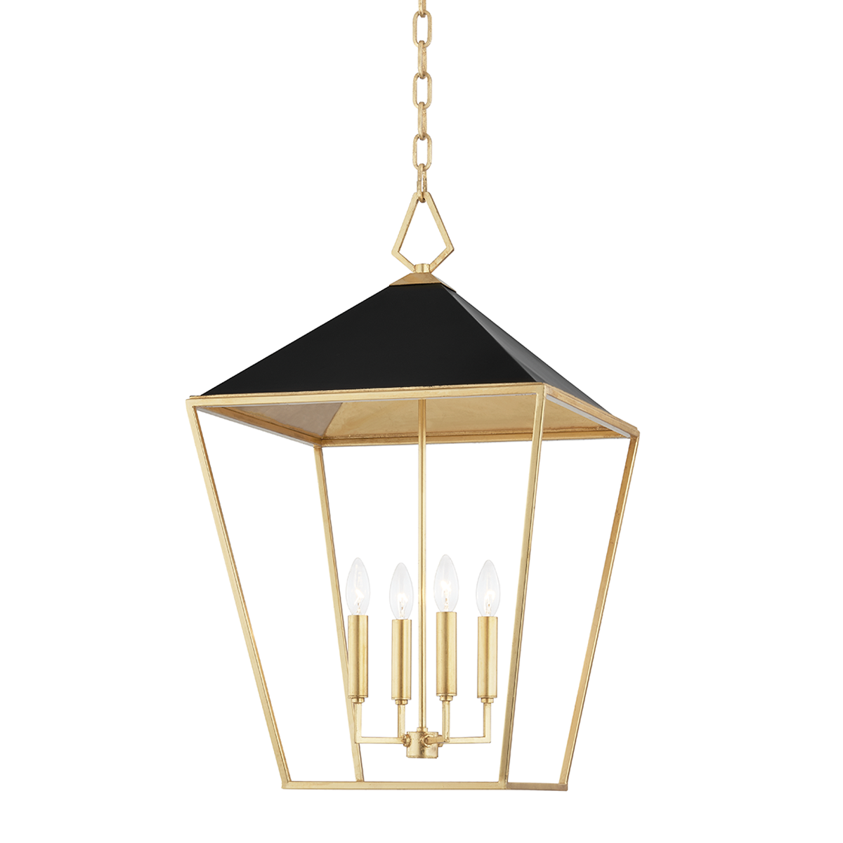 Paxton Large Pendant - 4-Light - Gold Leaf/Black by Hudson Valley Lighting